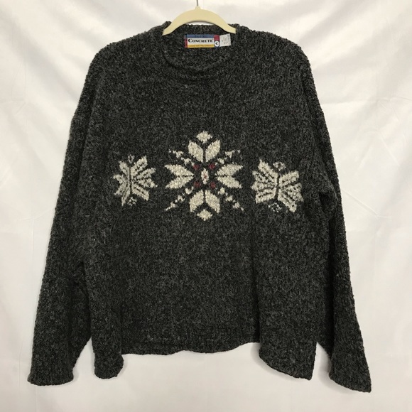 Vintage Sweaters - VTG Concrete wool blend snow flake knit sweater